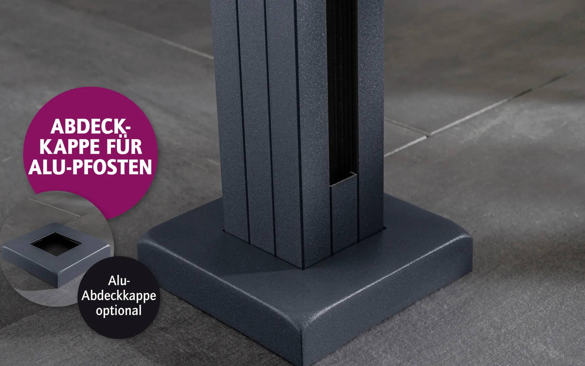 Ambiente Aluminium Abdeckkappe unten B x H: 14,5 cm x 14,5 cm, 28 mm stark