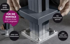 Ambiente Aluminium-Pfosten 187 cm, 68 x 68 mm, Anthrazit Struktur 7016