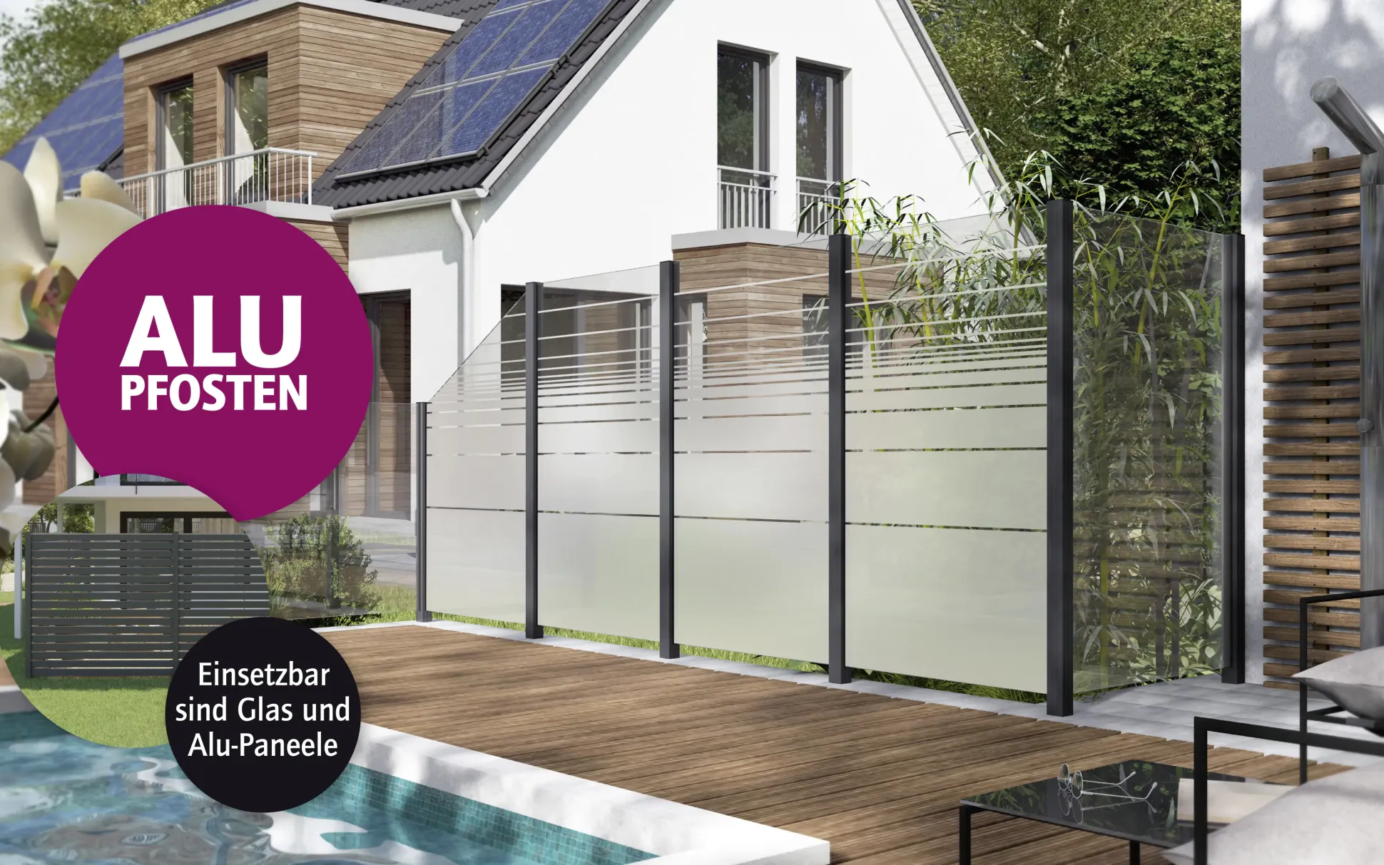 Ambiente Aluminium-Pfosten 187 cm, 68 x 68 mm, Anthrazit Struktur 7016