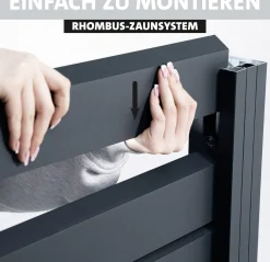 Ambiente Alu-Zaun Erweiterungsset Rhombus MINI 187 x 184,2 cm anthrazit