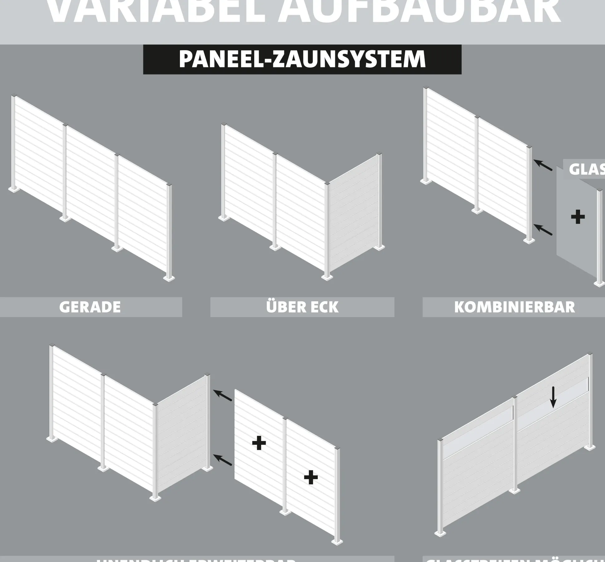 Ambiente Alu-Zaun Erweiterungsset Paneel 150 weiß 187 x 124,2 cm