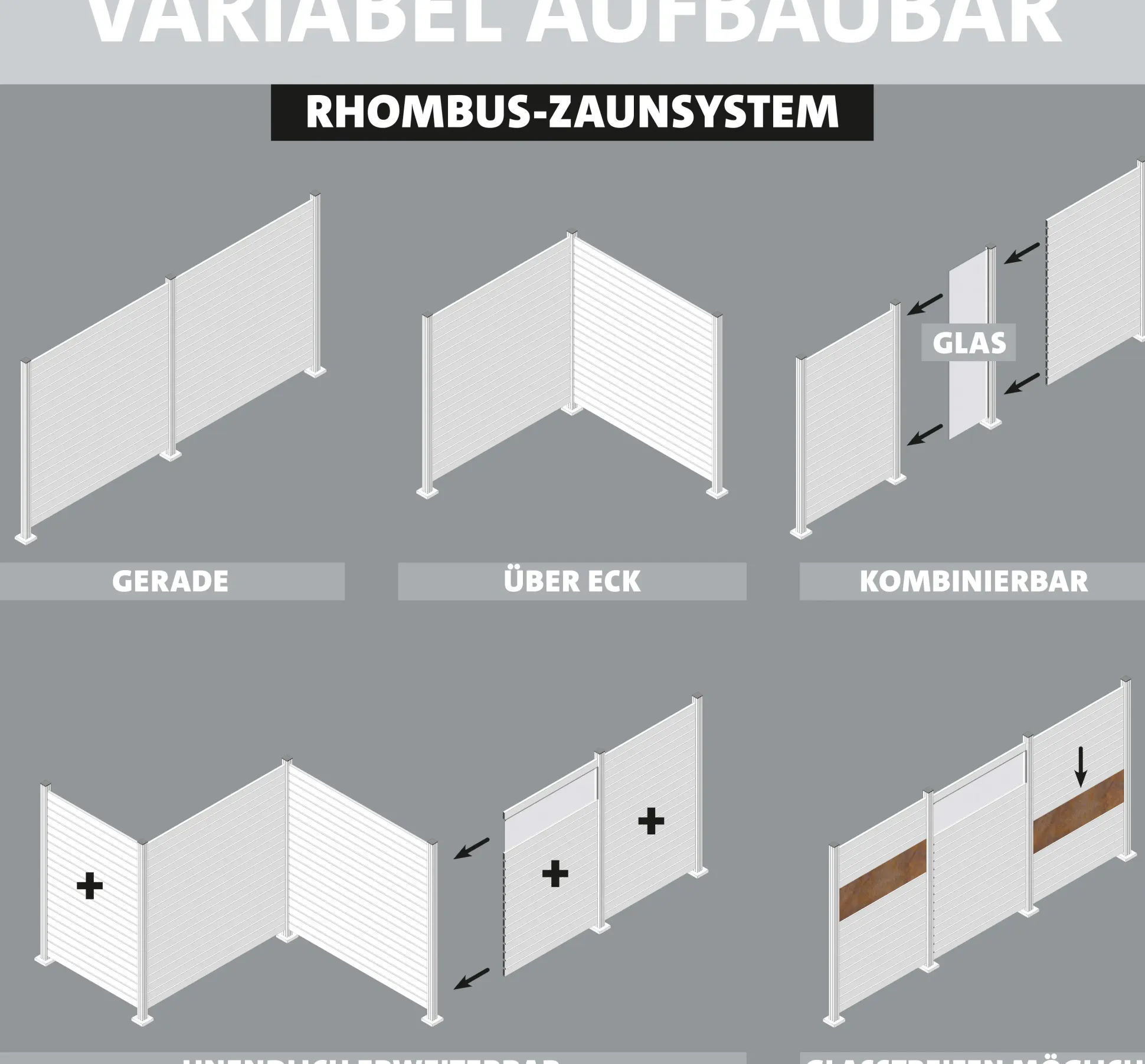 Ambiente Alu-Zaun Erweiterungsset Rhombus MINI 187 x 244,2 cm anthrazit