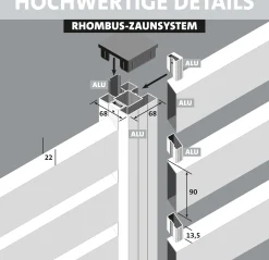 Ambiente Alu-Zaun Erweiterungsset Rhombus MINI 187 x 244,2 cm anthrazit
