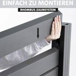 Ambiente Alu-Zaun Erweiterungsset Rhombus MINI 187 x 184,2 cm grau