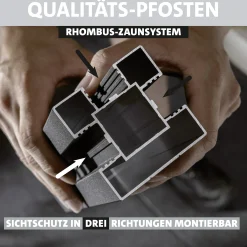 Ambiente Alu-Zaun Grundset Rhombus MAXI 187 x 124,2 cm grau
