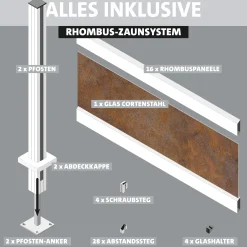 Ambiente Alu-Zaun Grundset Rhombus MINI 187 x 184,2 cm grau