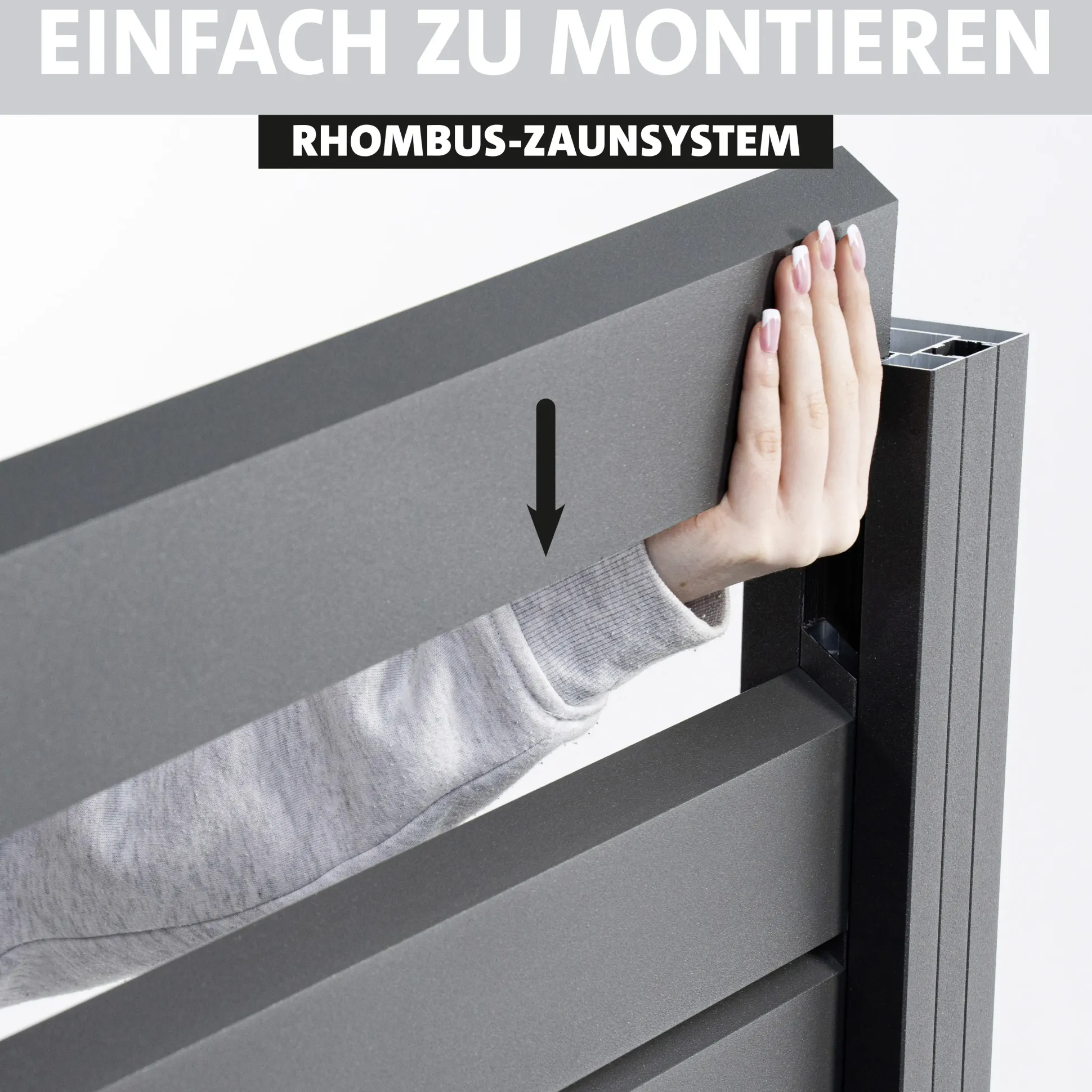 Ambiente Alu-Zaun Grundset Rhombus MINI 187 x 184,2 cm grau