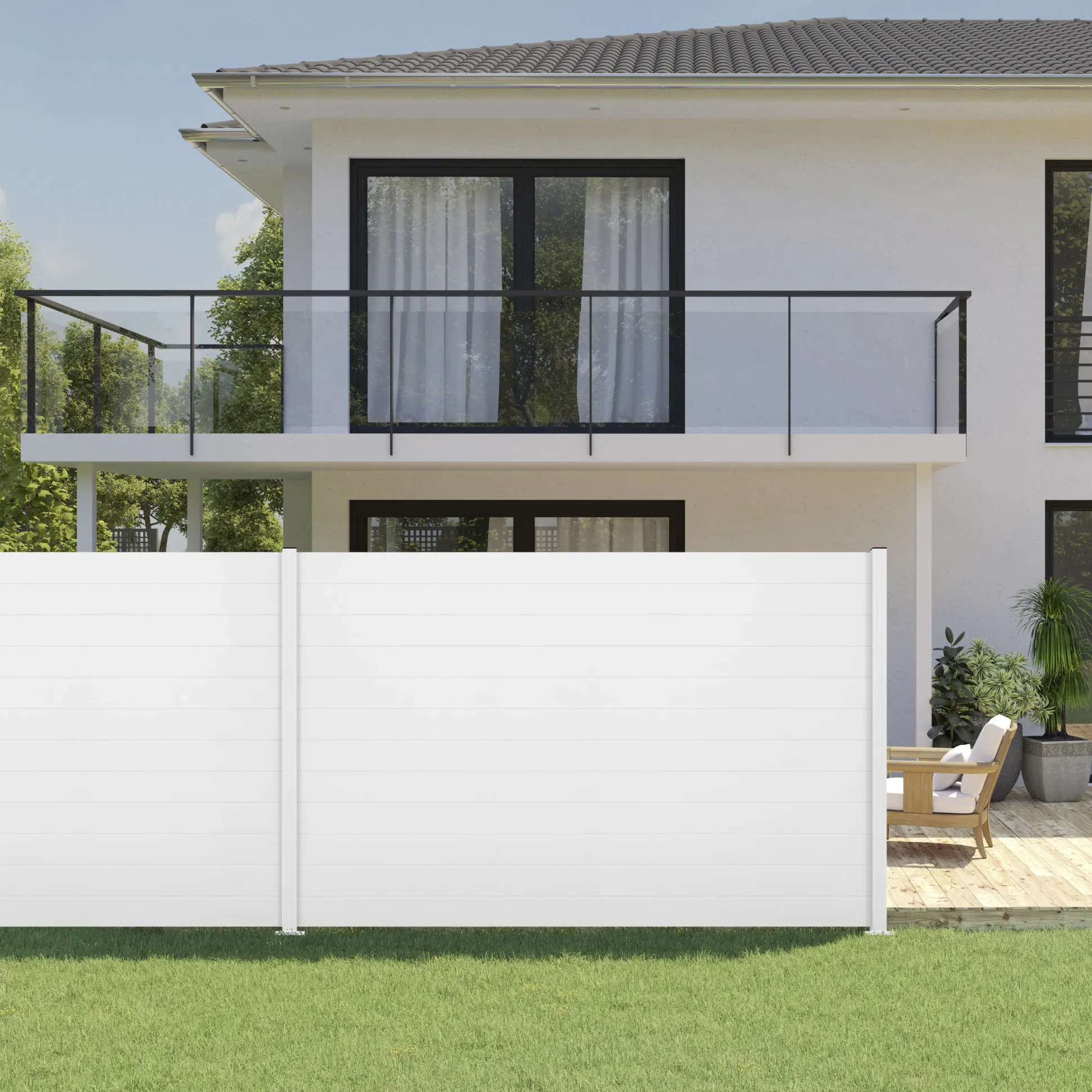 Ambiente Alu-Zaun Grundset Paneel 150 weiß 187 x 274,2 cm