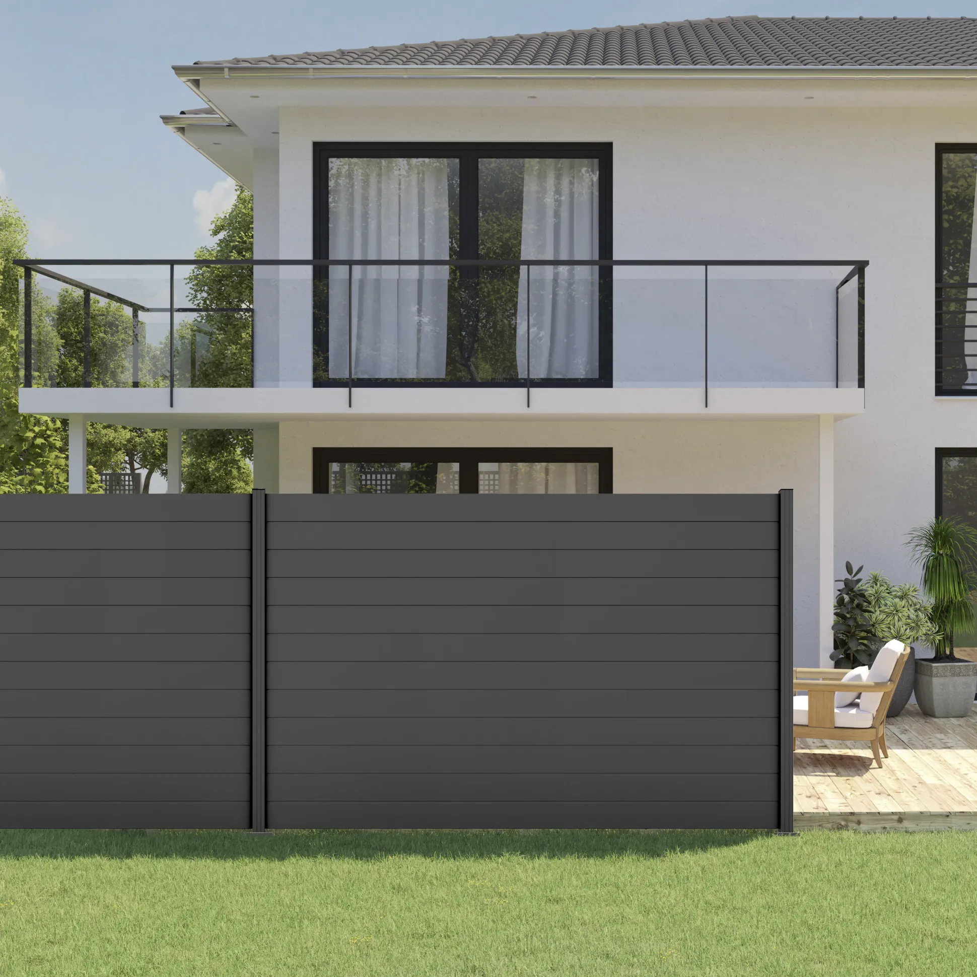 Ambiente Alu-Zaun Grundset Paneel 150 anthrazit 187 x 274,2 cm