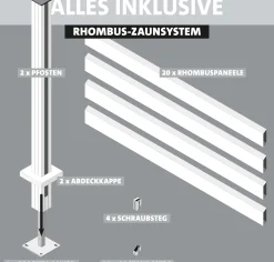 Ambiente Alu-Zaun Grundset Rhombus MINI 187 x 184,2 cm anthrazit
