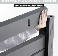 Ambiente Alu-Zaun Grundset Rhombus MINI 187 x 124,2 cm grau