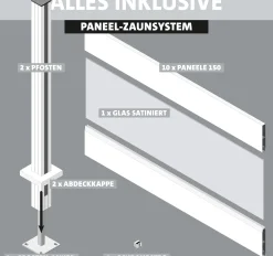 Ambiente Alu-Zaun Grundset Paneel 150 weiß 187 x 184,2 cm