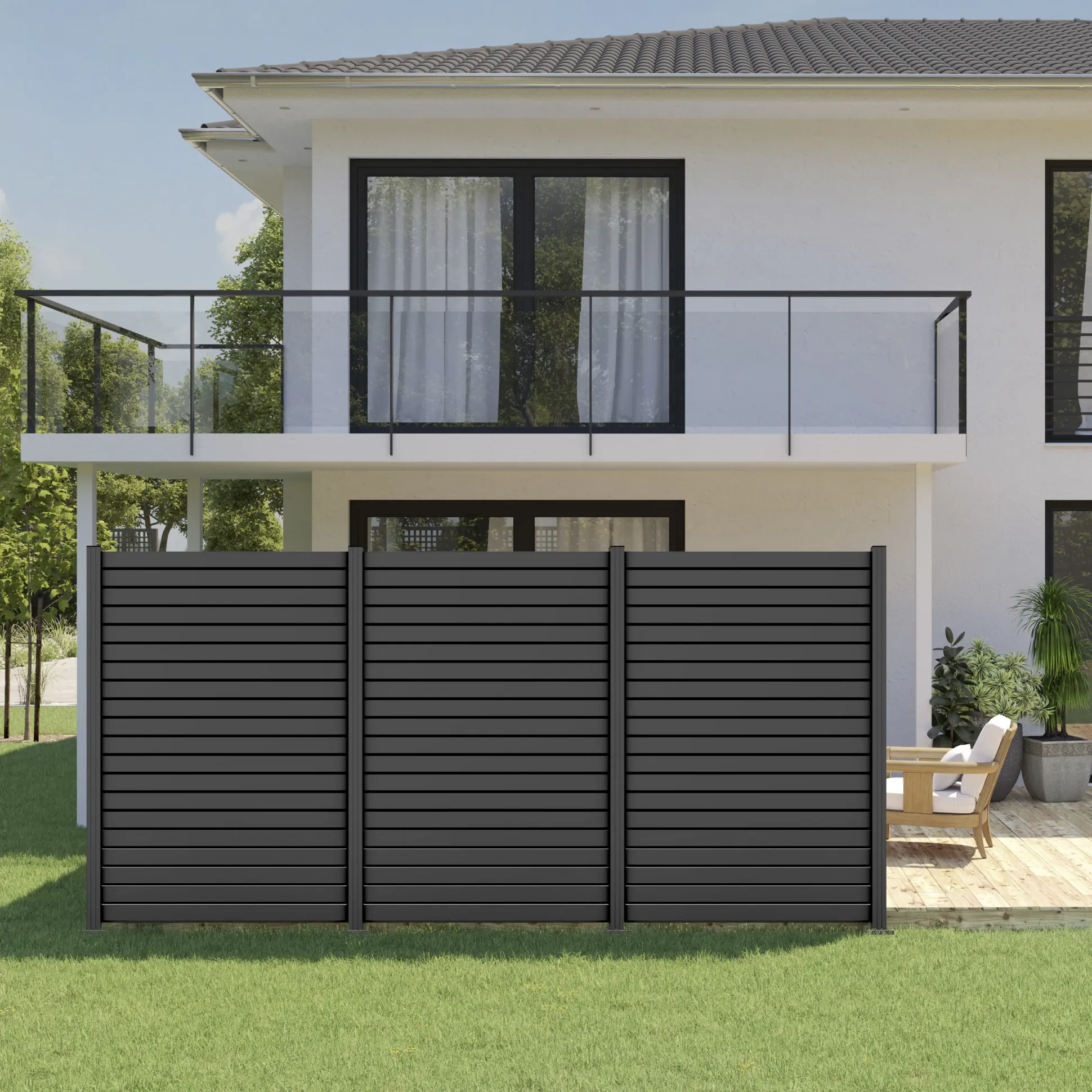 Ambiente Alu-Zaun Grundset Rhombus MINI 187 x 124,2 cm anthrazit