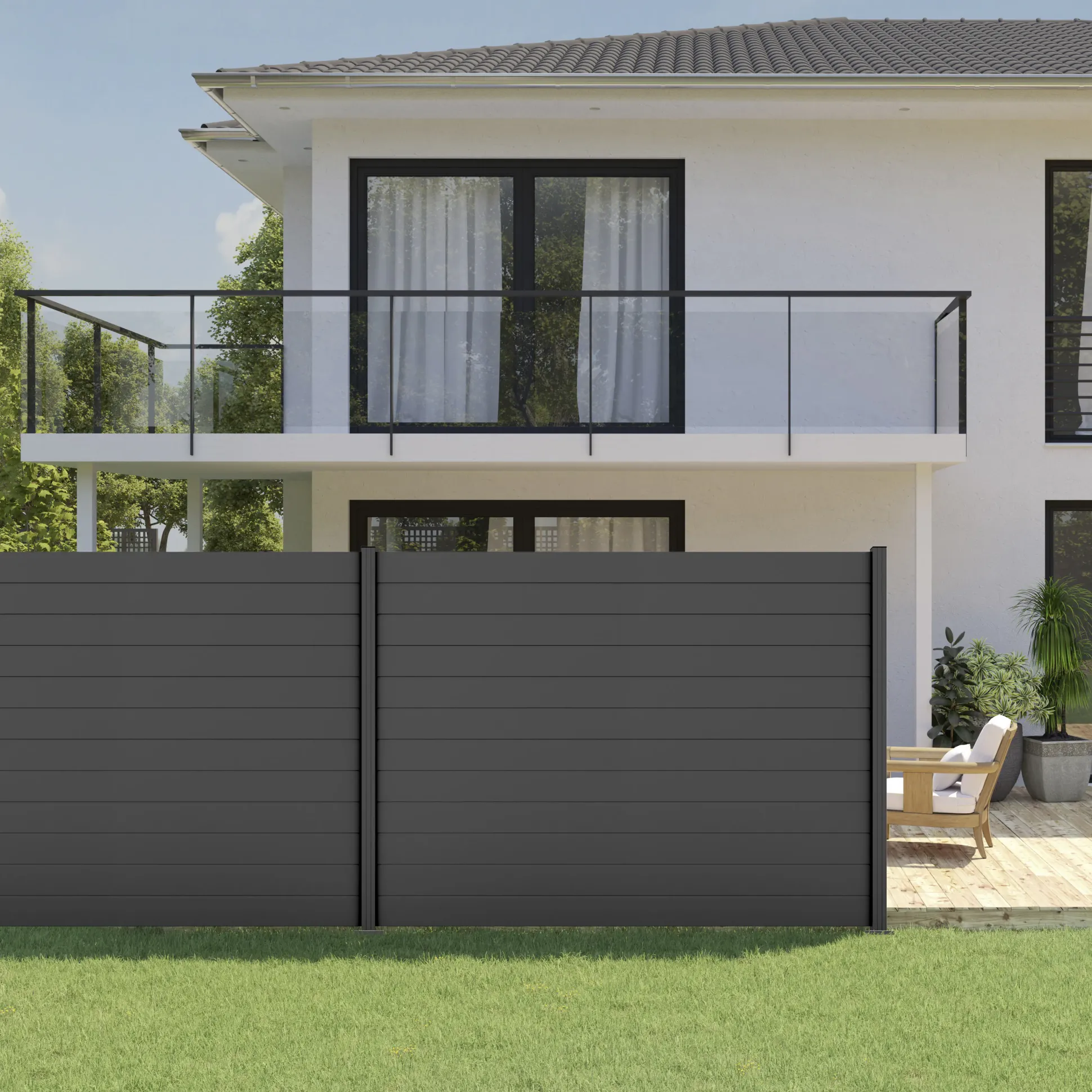 Ambiente Alu-Zaun Grundset Paneel 150 anthrazit 187 x 244,2 cm