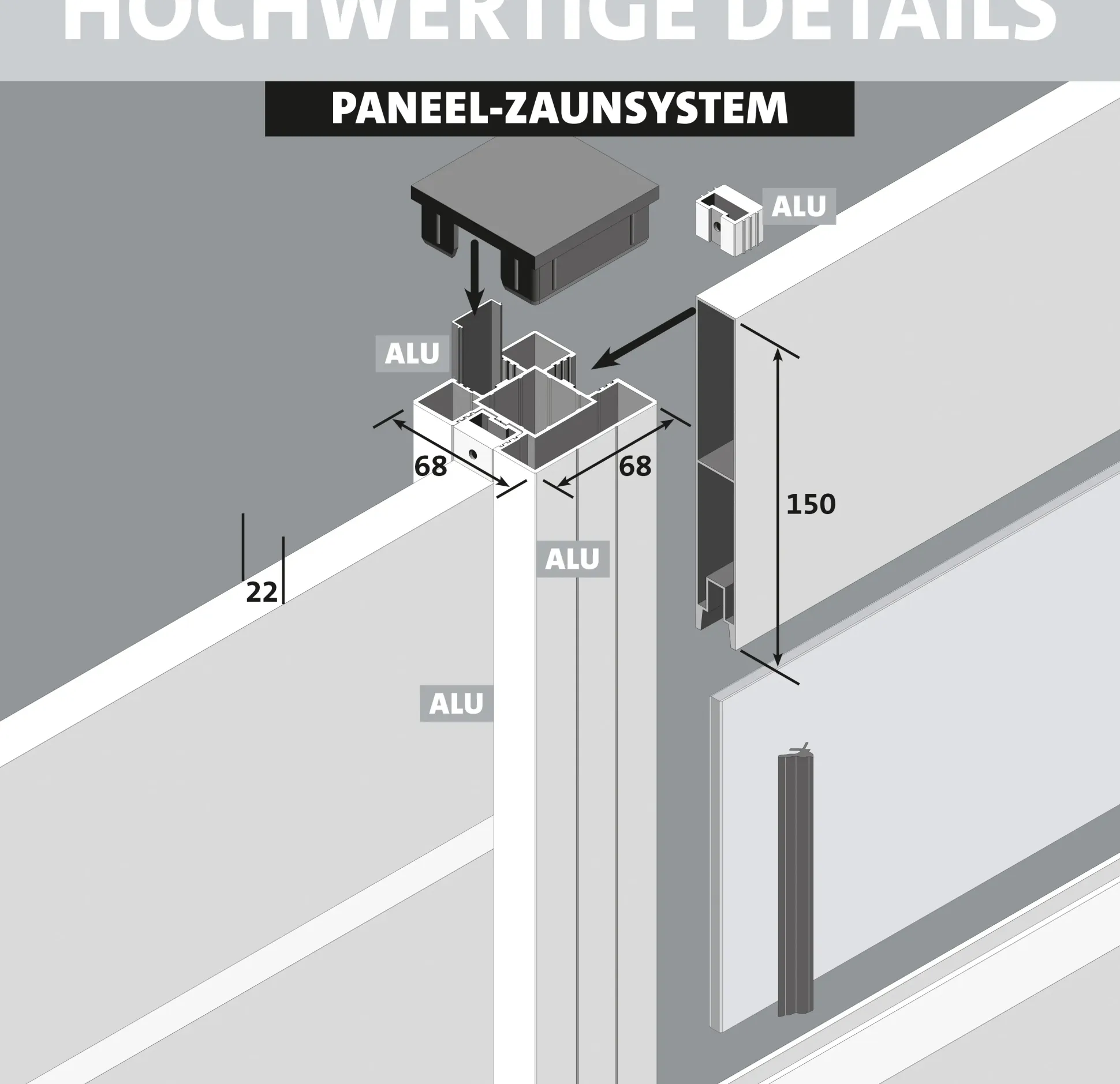 Ambiente Alu-Zaun Grundset Paneel 150 anthrazit 187 x 244,2 cm