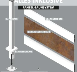 Ambiente Alu-Zaun Grundset Paneel 150 weiß 187 x 184,2 cm