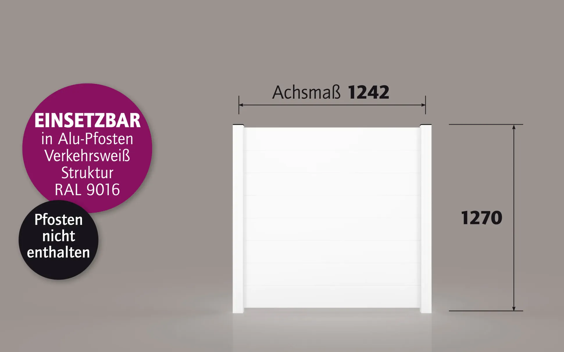 Ambiente Alu-Zaun Paneel 150 B x H: 120 cm x 120 cm, 22 mm stark