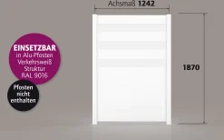 Ambiente Alu-Zaun Paneel 150 + ESG 8 mm 120 cm x 180 cm 22 mm stark