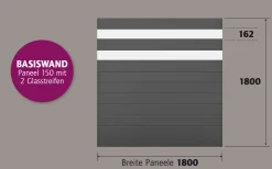 Ambiente Alu-Zaun Paneel 150 + ESG 8 mm 180 cm x 180 cm 22 mm stark