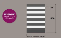 Ambiente Alu-Zaun Paneel 150 + ESG 8 mm 120 cm x 180 cm 22 mm stark