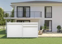 Ambiente Alu-Zaun Paneel 150 + ESG 8 mm 180 cm x 180 cm 22 mm stark
