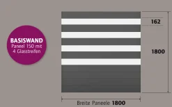 Ambiente Alu-Zaun Paneel 150 + ESG 8 mm 180 cm x 180 cm 22 mm stark