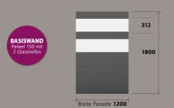 Ambiente Alu-Zaun Paneel 150 + ESG 8 mm 120 cm x 180 cm 22 mm stark