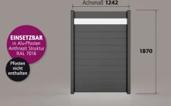 Ambiente Alu-Zaun Paneel 150 + ESG 8 mm 120 cm x 180 cm 22 mm stark
