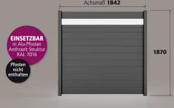 Ambiente Alu-Zaun Paneel 150 + ESG 8 mm 180 cm x 180 cm 22 mm stark
