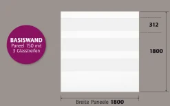 Ambiente Alu-Zaun Paneel 150 + ESG 8 mm 180 cm x 180 cm 22 mm stark