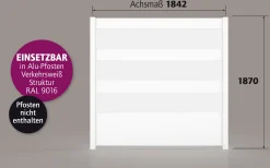 Ambiente Alu-Zaun Paneel 150 + ESG 8 mm 180 cm x 180 cm 22 mm stark