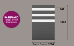 Ambiente Alu-Zaun Paneel 150 + ESG 8 mm 120 cm x 180 cm 22 mm stark