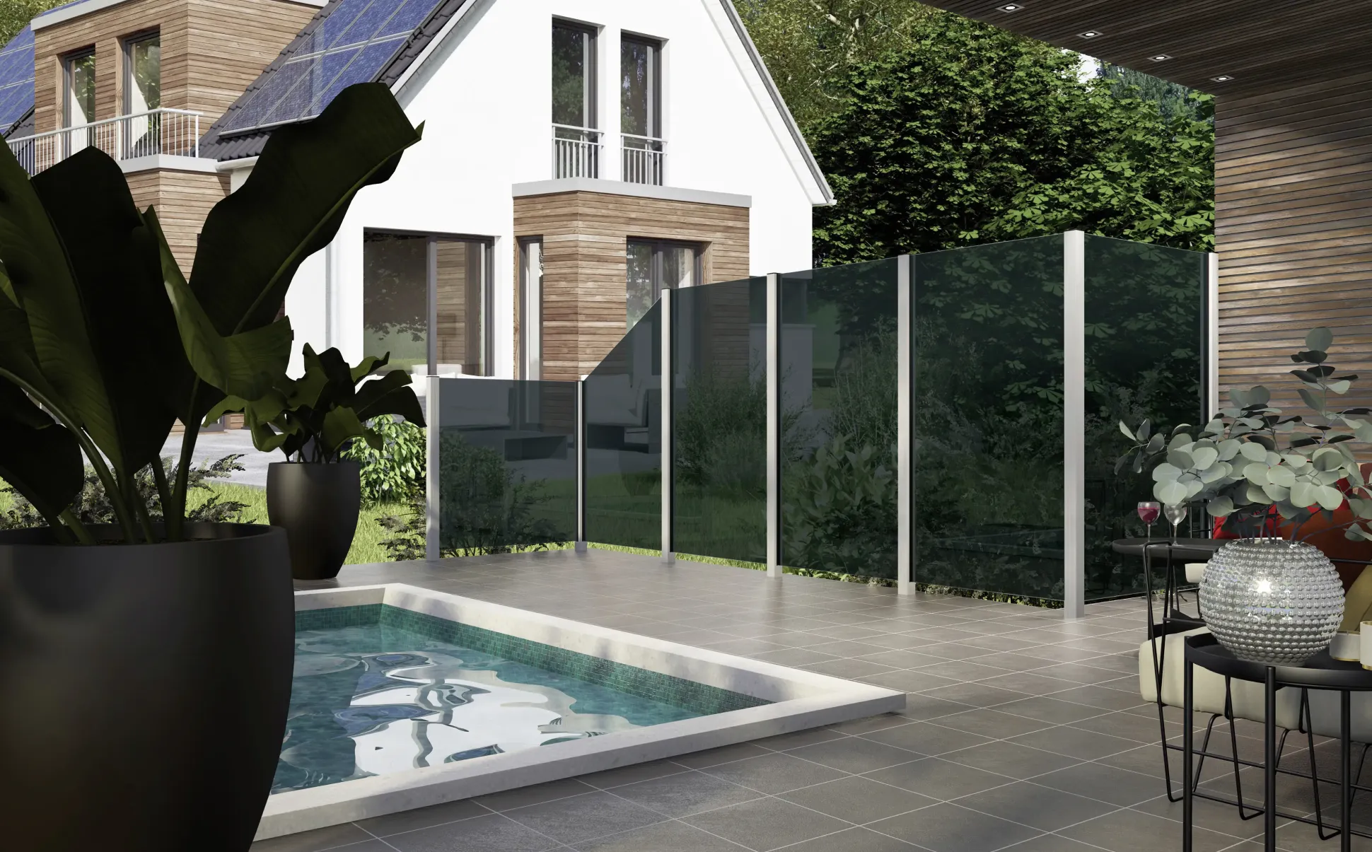 Ambiente Glaszaun Dekor 44/03 120 x 120 cm gehärtetes 8 mm Glas