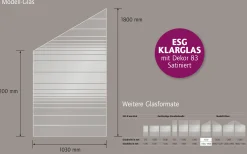 Ambiente Glaszaun Dekor 83 schräg 103 x 120/180 cm gehärtetes 8 mm Glas
