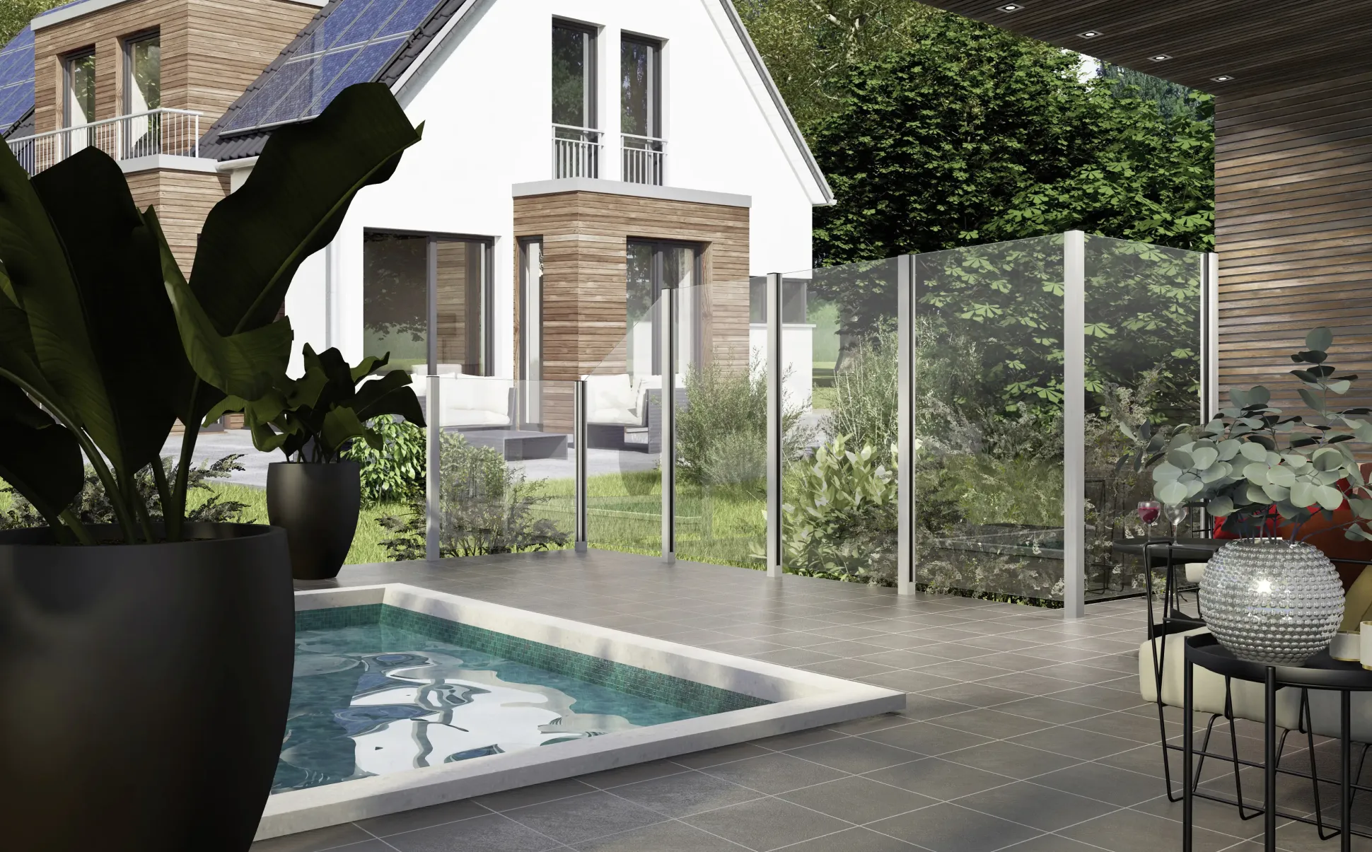Ambiente Glaszaun Dekor 00/01 120 x 120 cm gehärtetes 8 mm Glas