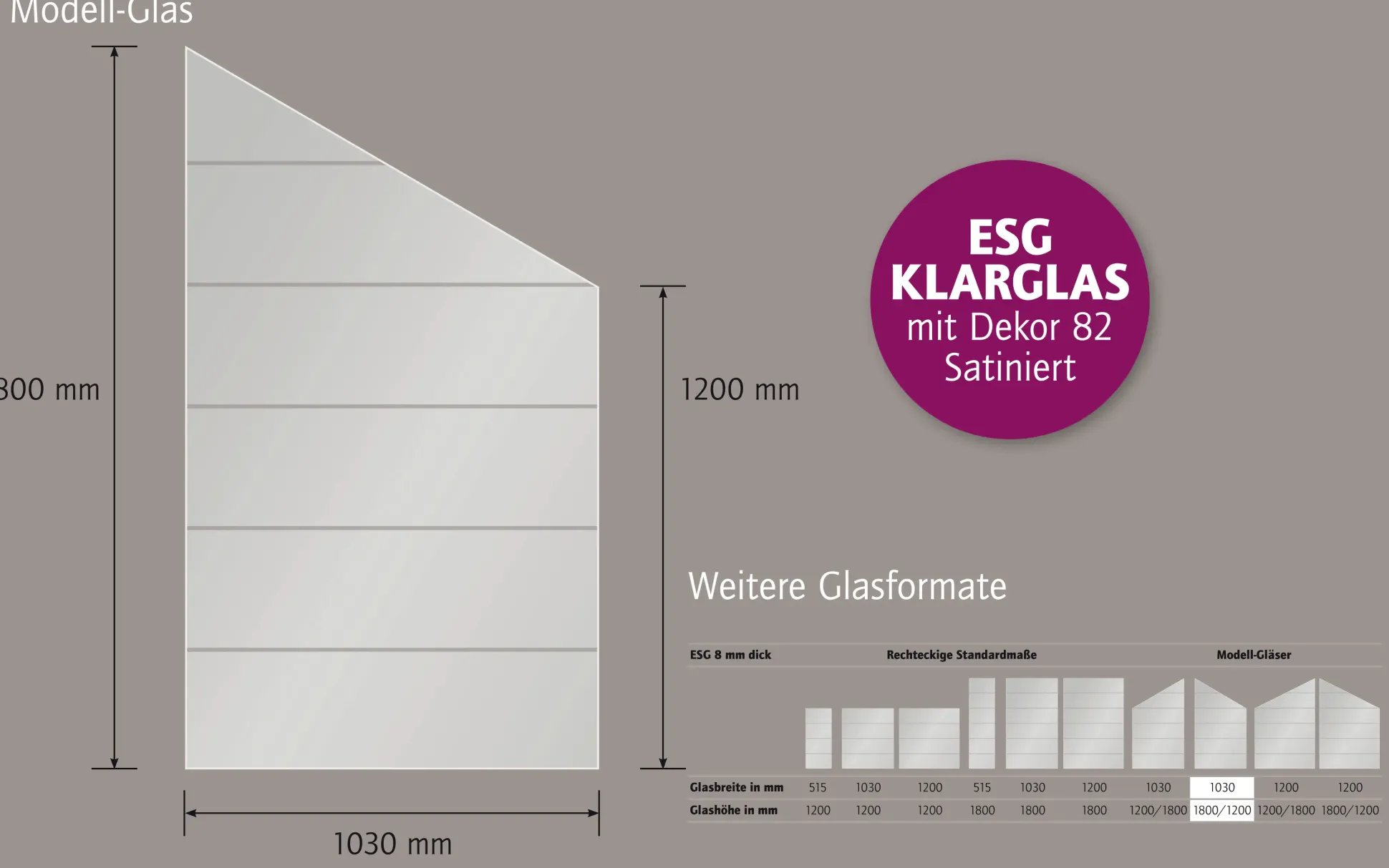 Ambiente Glaszaun Dekor 82 schräg 103 x 180/120 cm gehärtetes 8 mm Glas