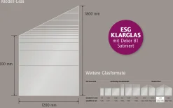 Ambiente Glaszaun Dekor 81 schräg 120 x 120/180 cm gehärtetes 8 mm Glas