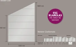 Ambiente Glaszaun Dekor 82 schräg 120 x 120/180 cm gehärtetes 8 mm Glas