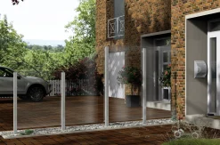 Ambiente Glaszaun Dekor 00/01 schräg 120 x 120/180 cm gehärtetes 8 mm Glas
