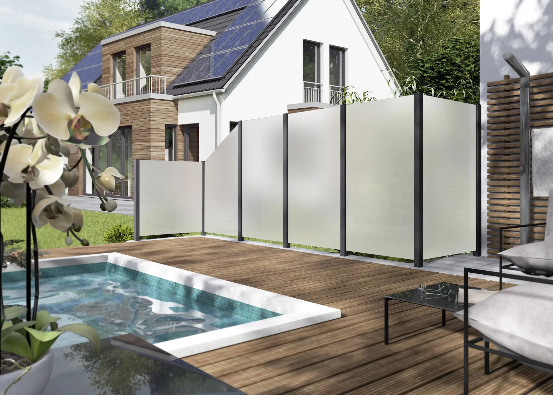Ambiente Glaszaun Dekor 84 103 x 180 cm gehärtetes 8 mm Glas