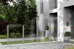Ambiente Glaszaun Dekor Logo schräg, 120 x 180/120 cm gehärtetes 8 mm Glas