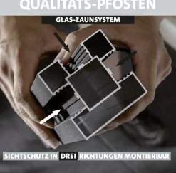 Ambiente Glaszaun Erweiterungsset Klarglas mit Siebdruck 187 x 124,2 cm anthrazit