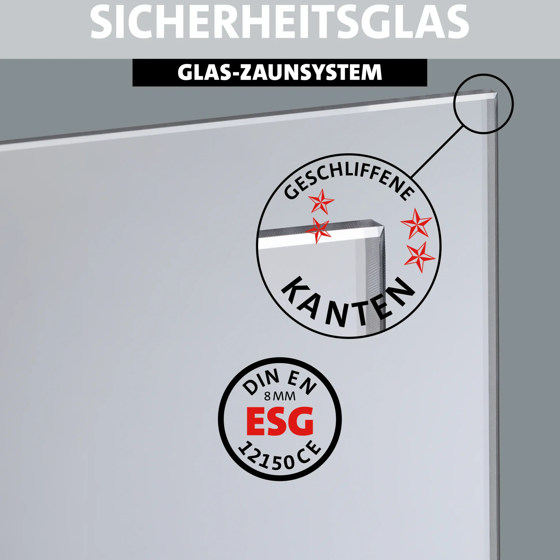 Ambiente Glaszaun Erweiterungsset Klarglas mit Siebdruck 187 x 55,7 cm anthrazit
