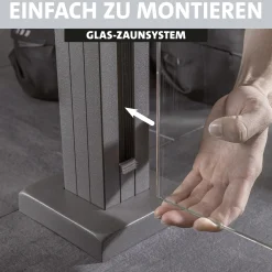 Ambiente Glaszaun Erweiterungsset Klarglas mit Siebdruck 187 x 55,7 cm weiß