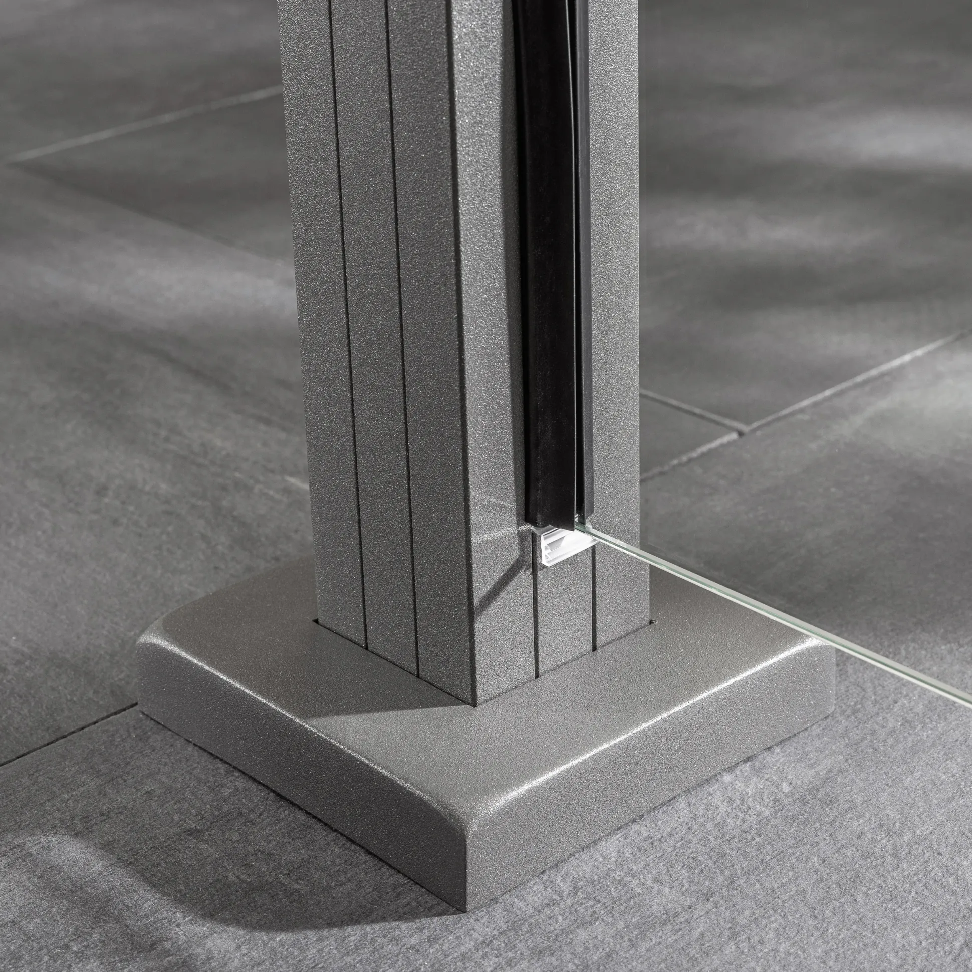 Ambiente Glaszaun Erweiterungsset Klarglas mit Siebdruck 187 x 55.7 cm grau