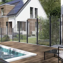 Ambiente Glaszaun Erweiterungsset Klarglas 187 x 55,7 cm anthrazit