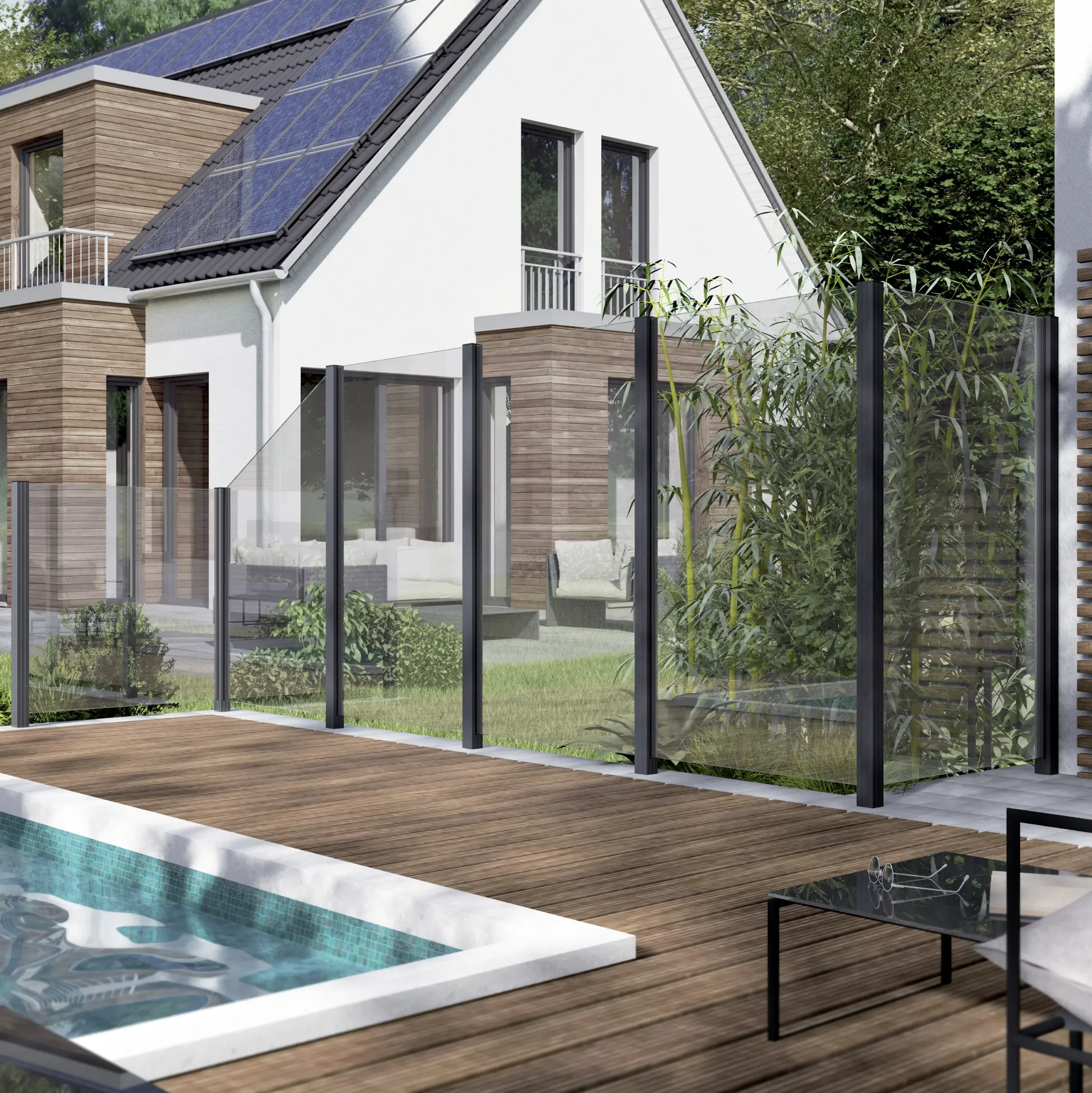 Ambiente Glaszaun Erweiterungsset Klarglas 187 x 55,7 cm anthrazit