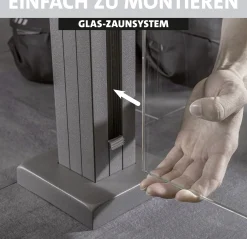 Ambiente Glaszaun Erweiterungsset Klarglas mit Siebdruck 187 x 55,7 cm weiß