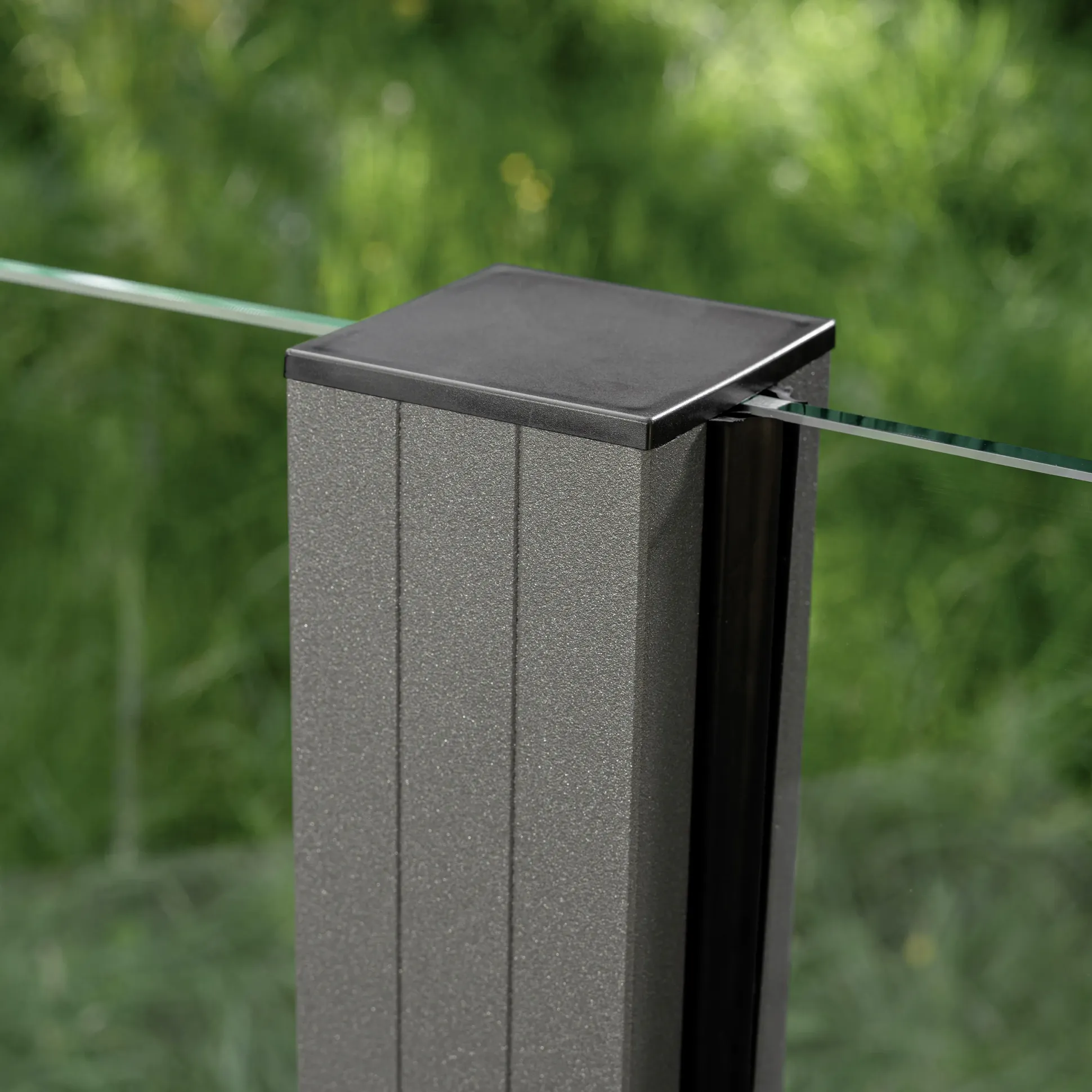 Ambiente Glaszaun Erweiterungsset Klarglas mit Siebdruck 187 x 55,7 cm grau