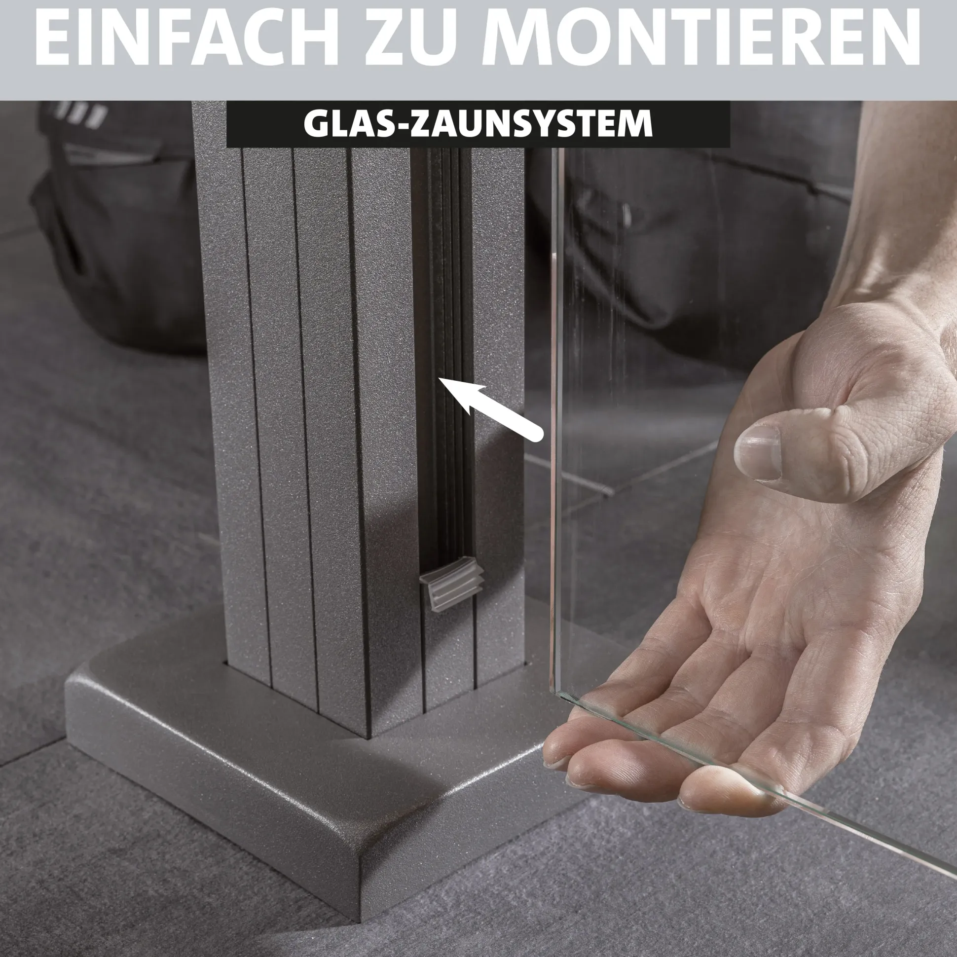 Ambiente Glaszaun Grundset Klarglas 187 x 107,2 cm grau